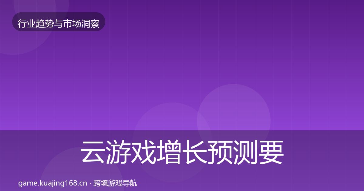 云游戏增长预测要点梳理·第2911篇