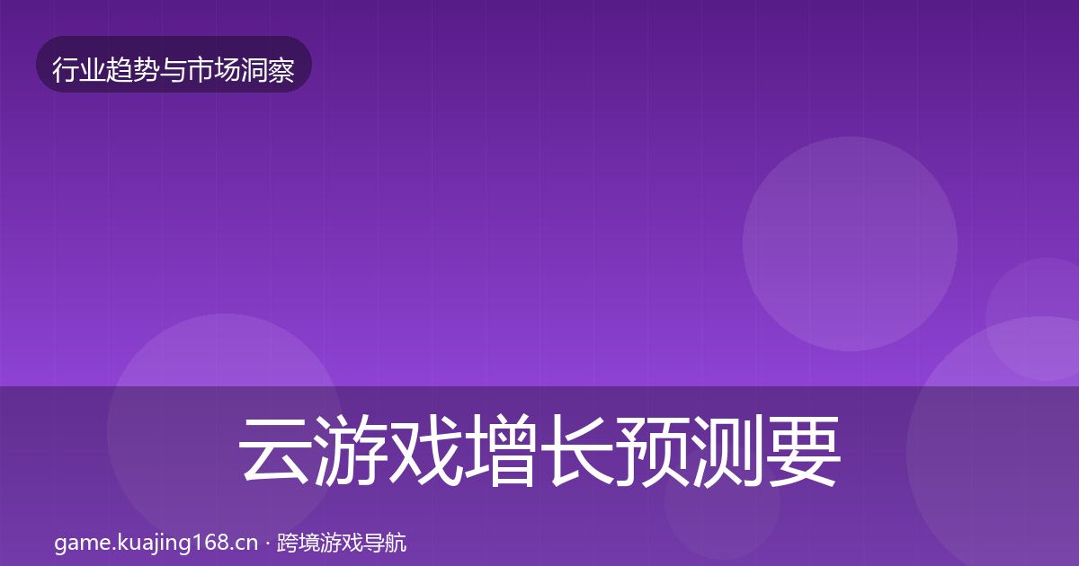 云游戏增长预测要点梳理·第2951篇