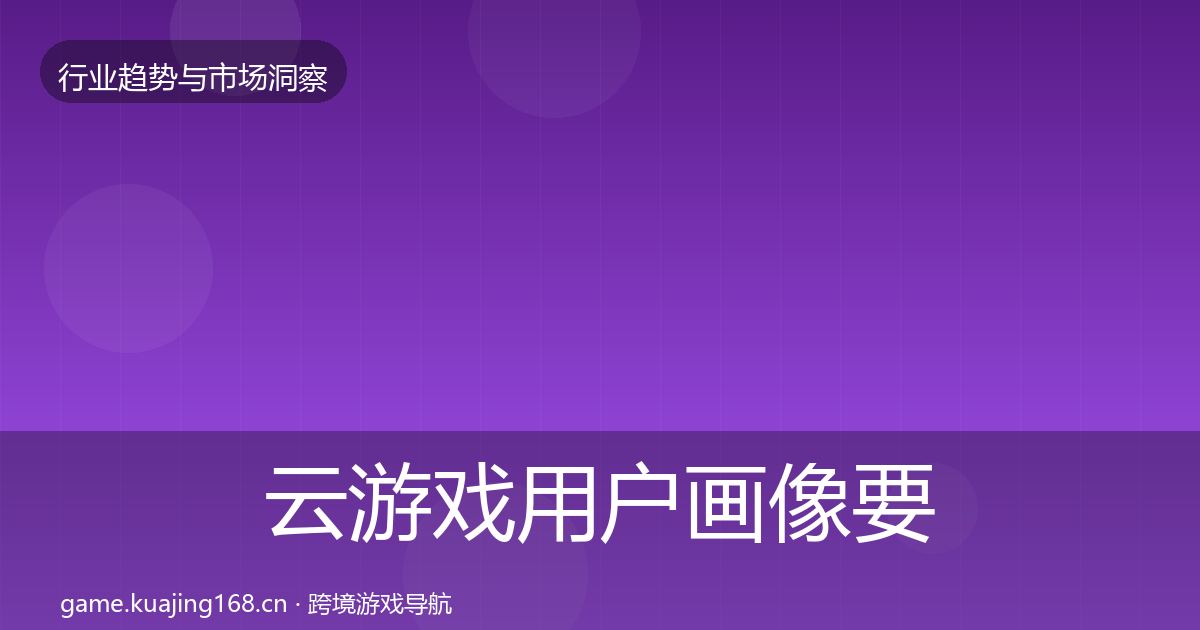 云游戏用户画像要点梳理·第2986篇