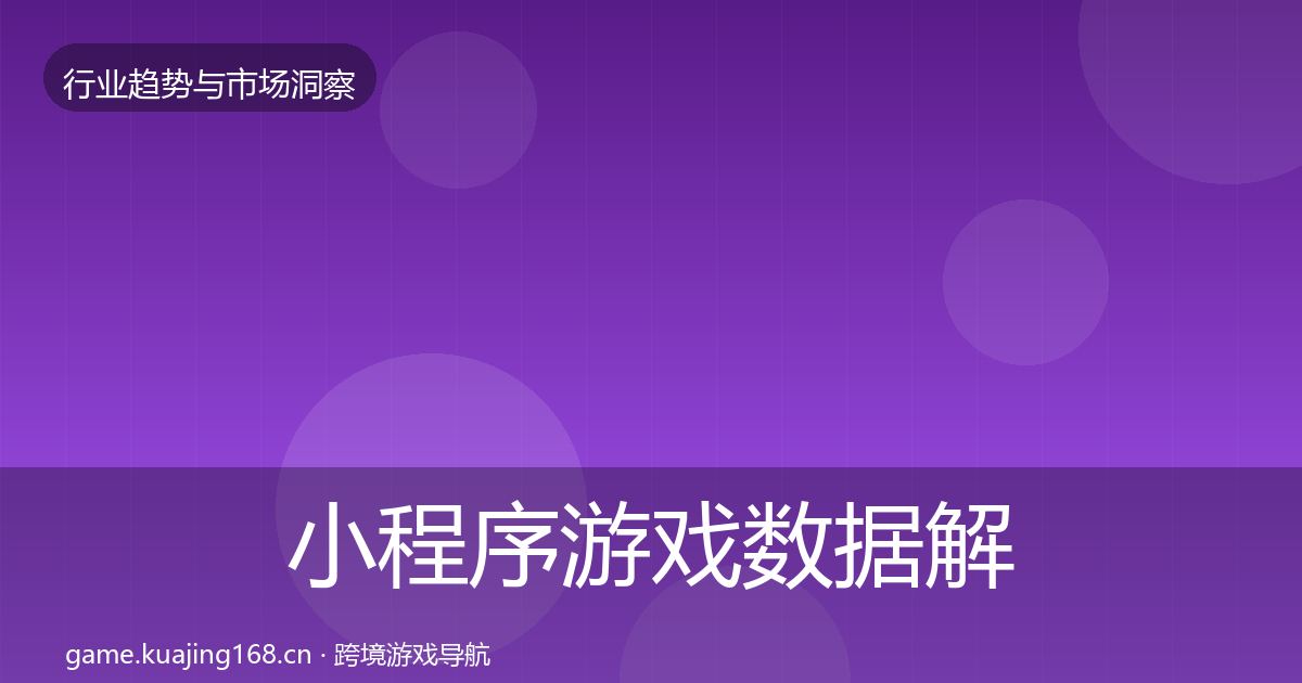 小程序游戏数据解读要点梳理·第3012篇