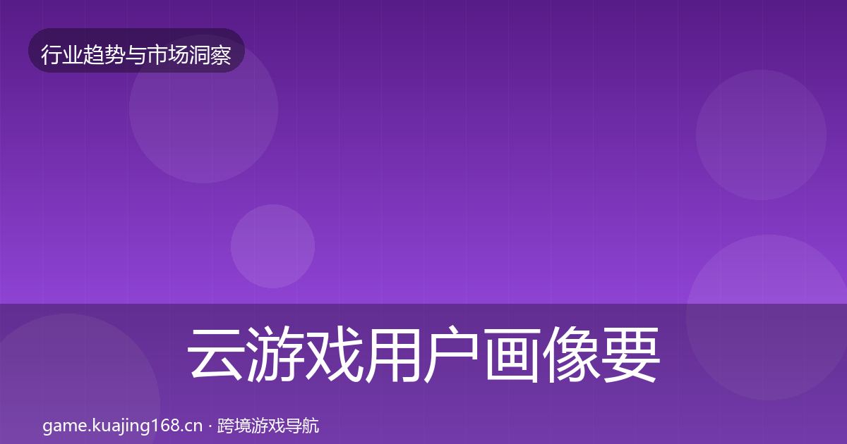 云游戏用户画像要点梳理·第3026篇