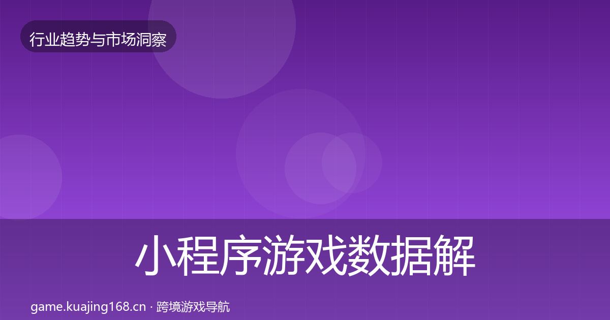 小程序游戏数据解读要点梳理·第3052篇