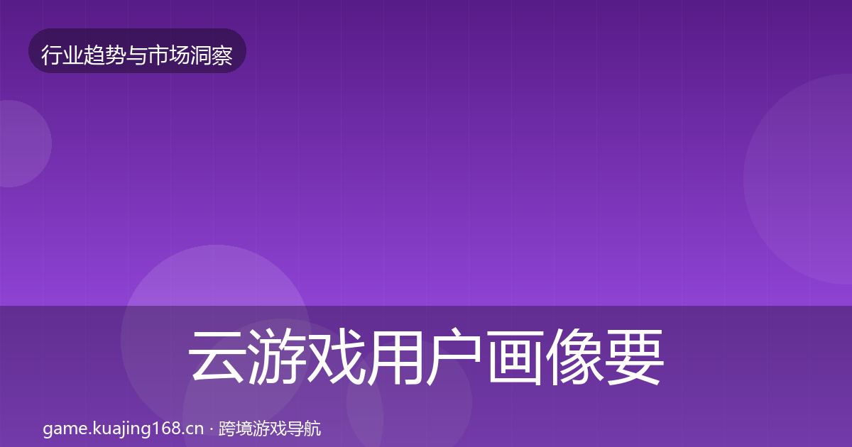 云游戏用户画像要点梳理·第3106篇