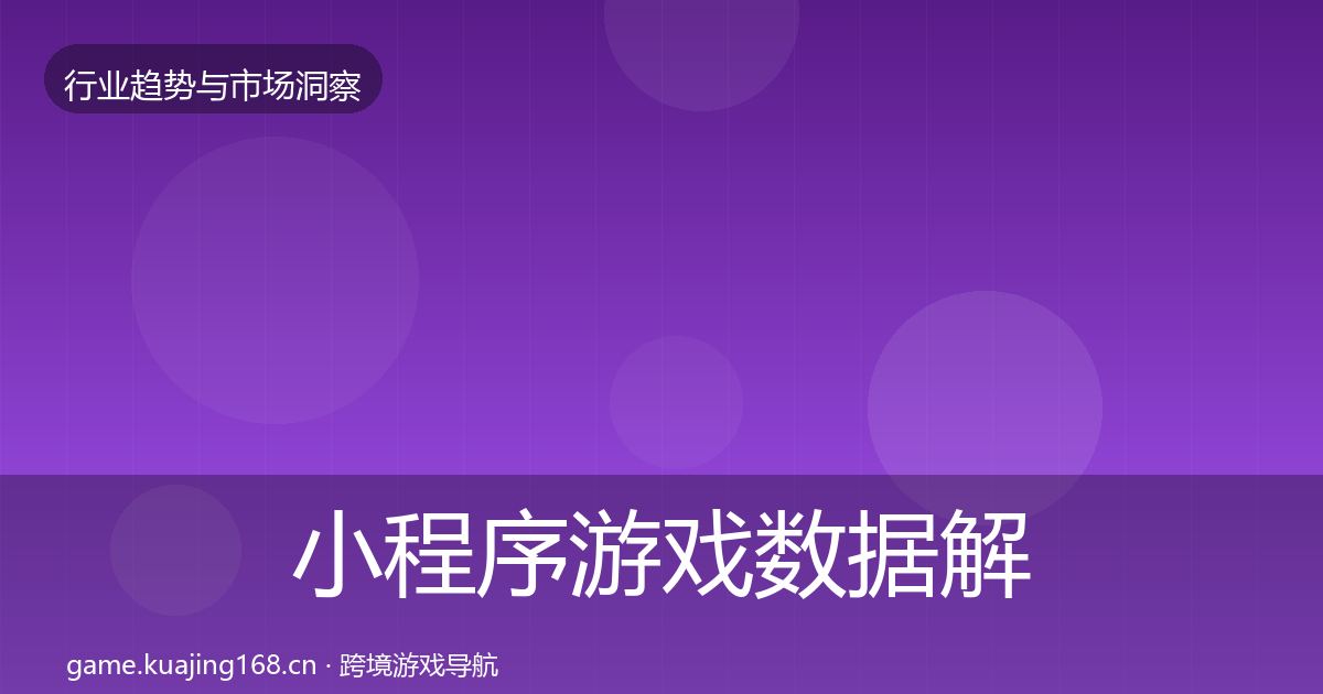 小程序游戏数据解读要点梳理·第3172篇