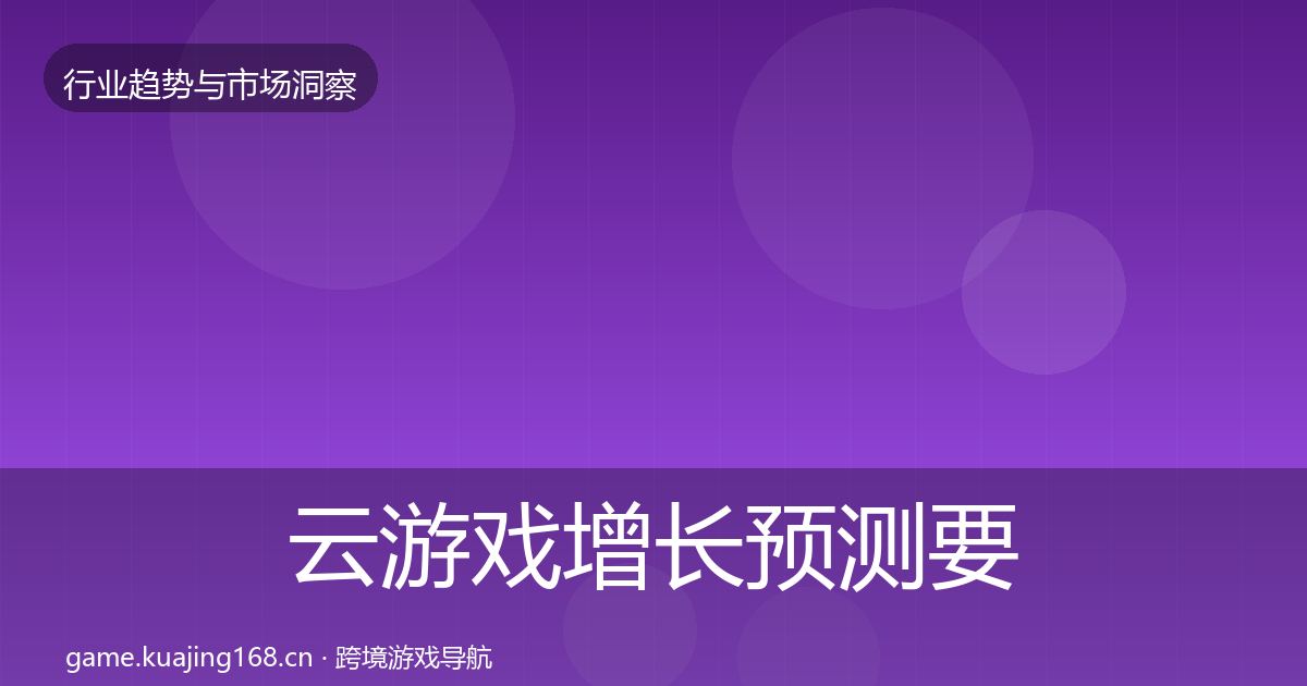 云游戏增长预测要点梳理·第3191篇