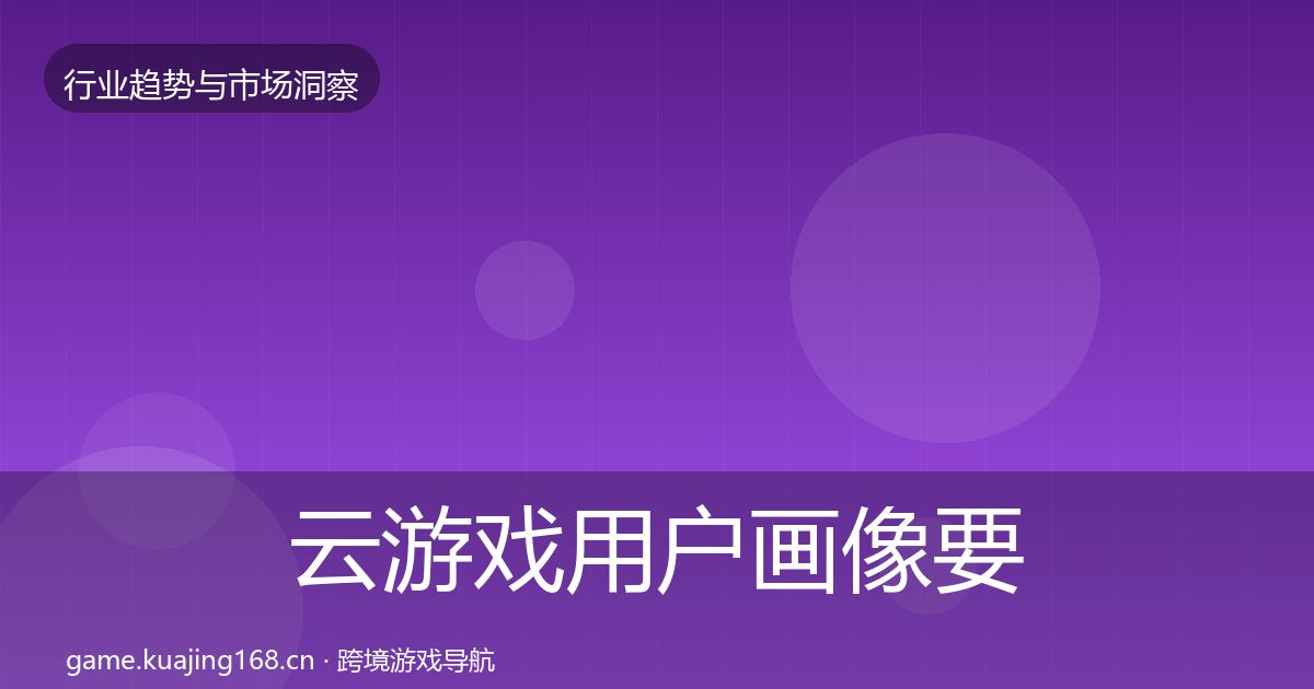 云游戏用户画像要点梳理