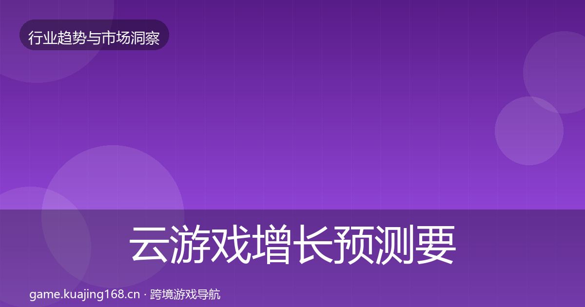 云游戏增长预测要点梳理