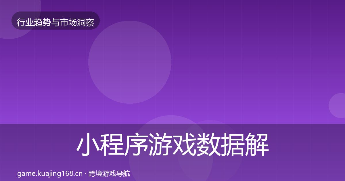 小程序游戏数据解读要点梳理·第3692篇