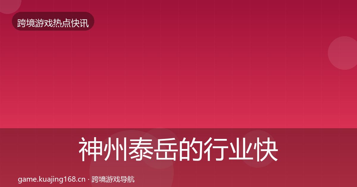神州泰岳的行业快报（全面）