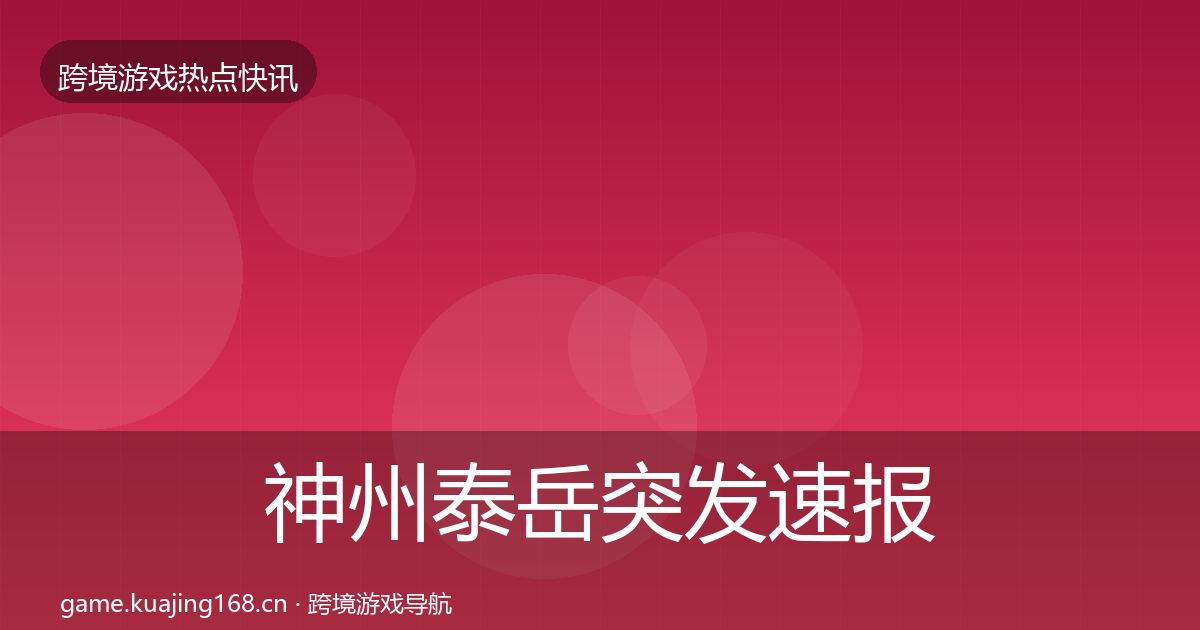 神州泰岳突发速报实践指南·第753篇