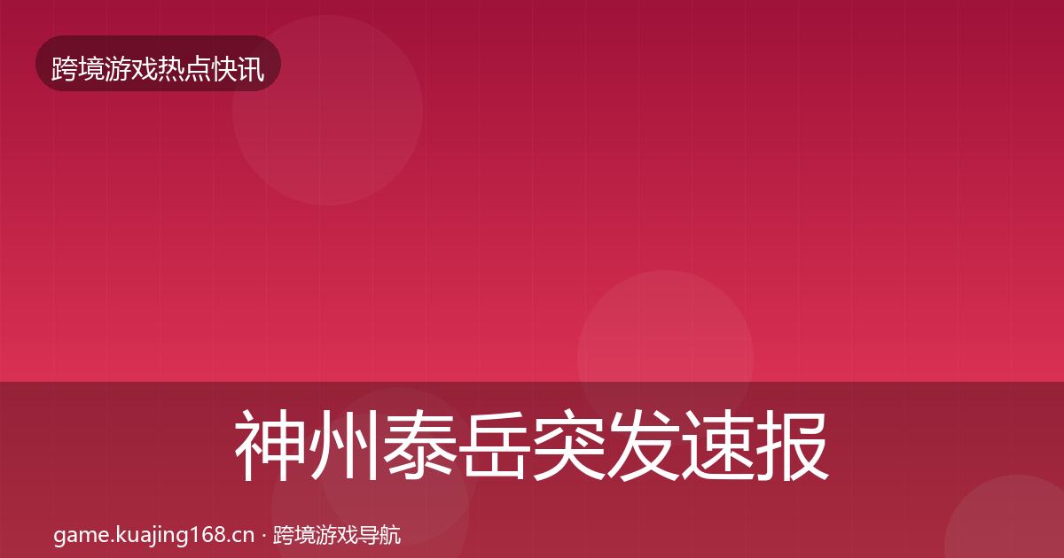 神州泰岳突发速报实践指南·第793篇