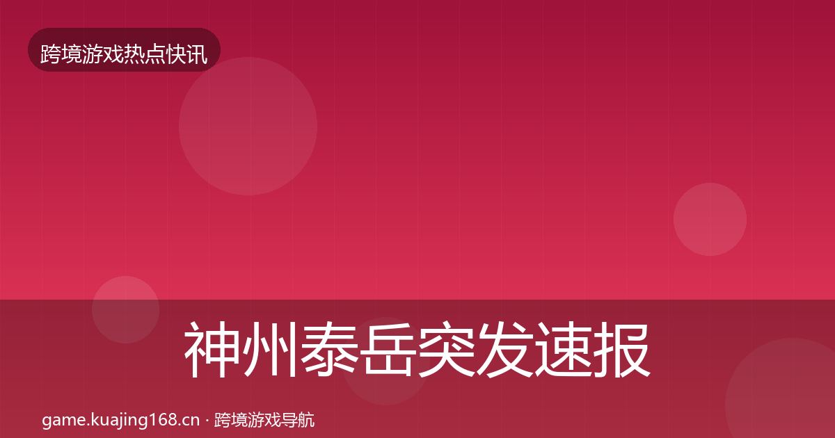 神州泰岳突发速报实践指南·第873篇