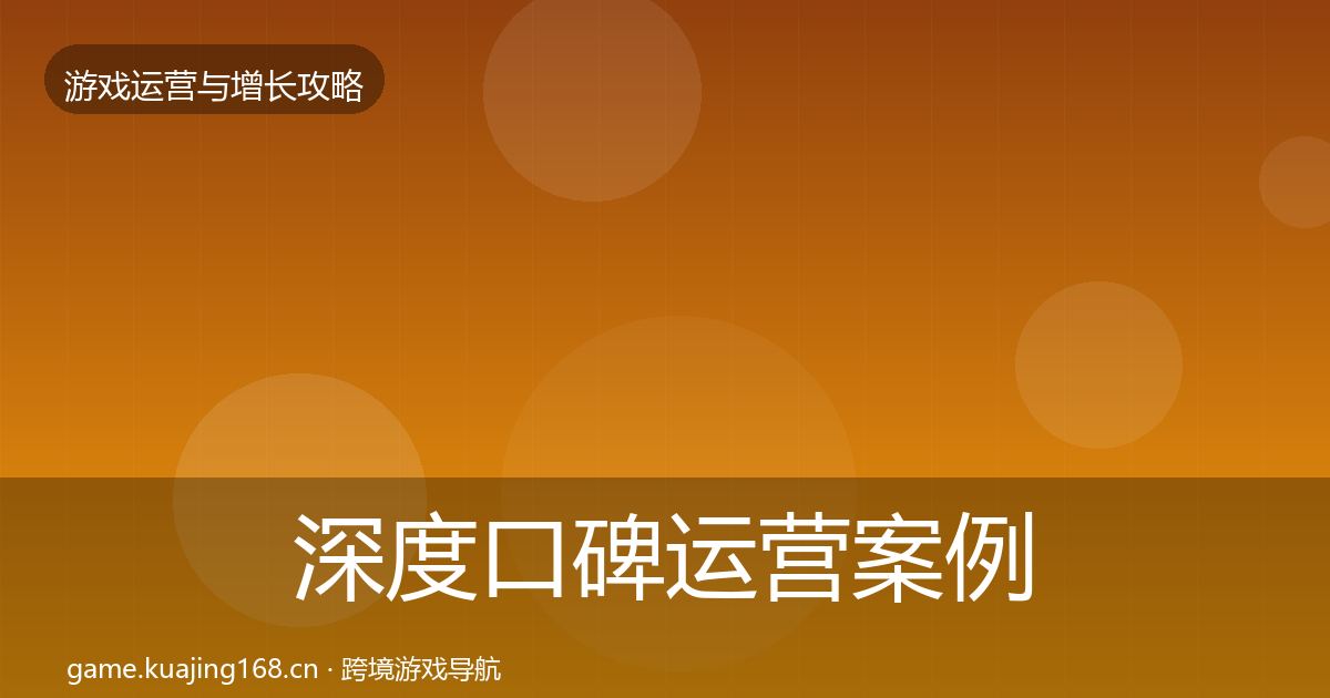 深度口碑运营案例分析