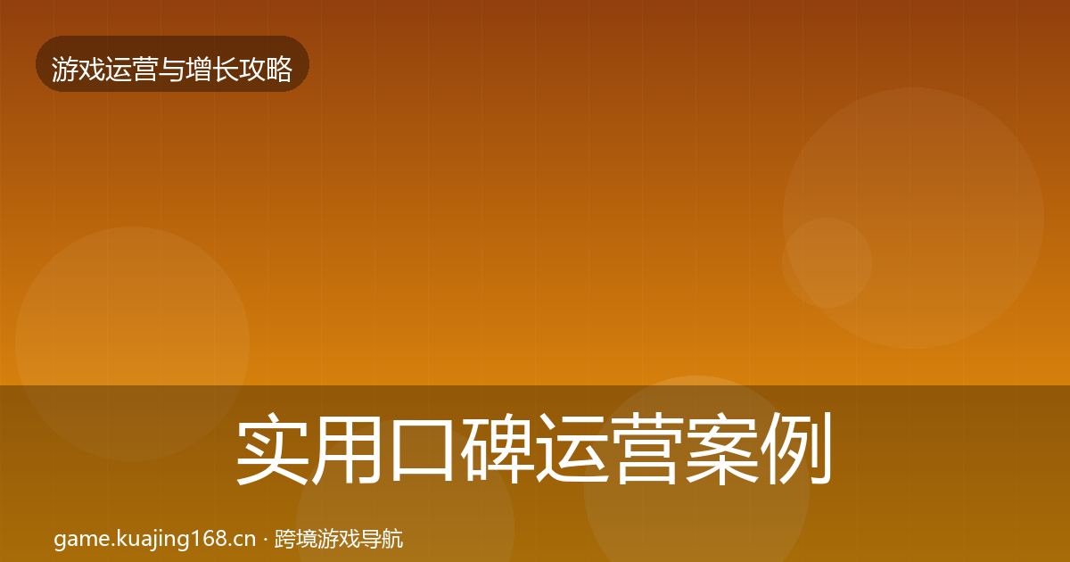 实用口碑运营案例分析