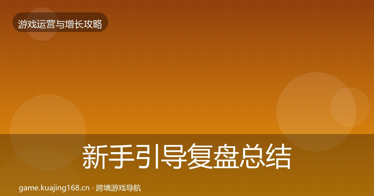 新手引导复盘总结入门到进阶·第1148篇