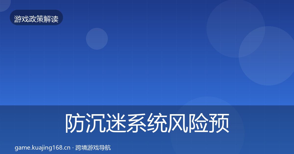防沉迷系统风险预警清单实践指南·第2029篇