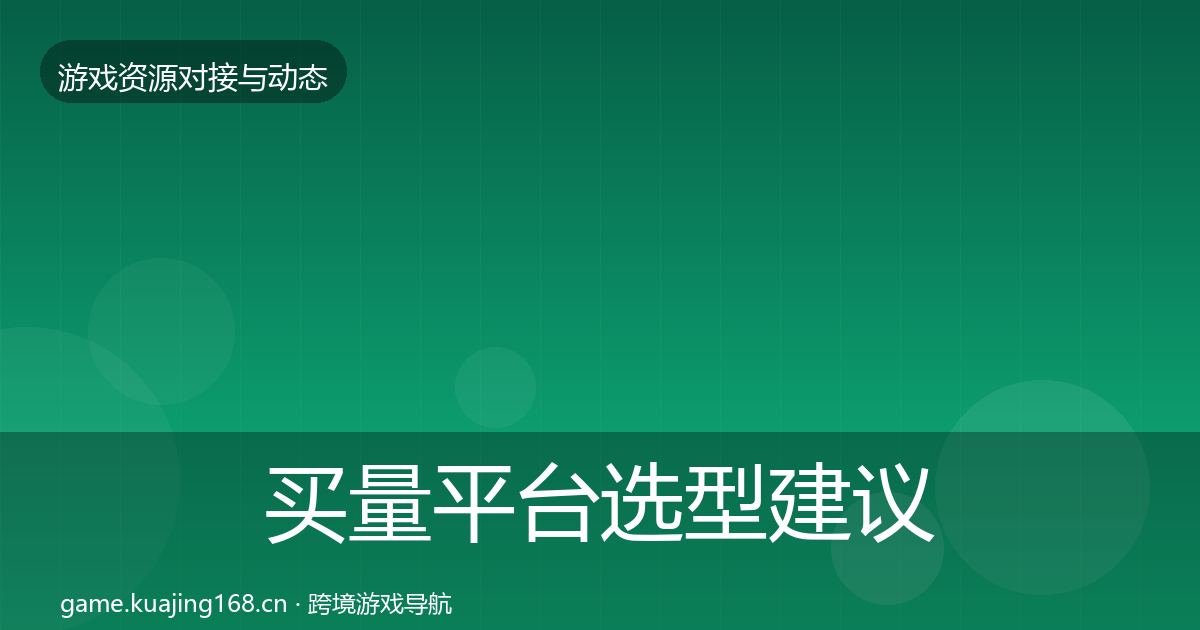 买量平台选型建议要点梳理·第16篇