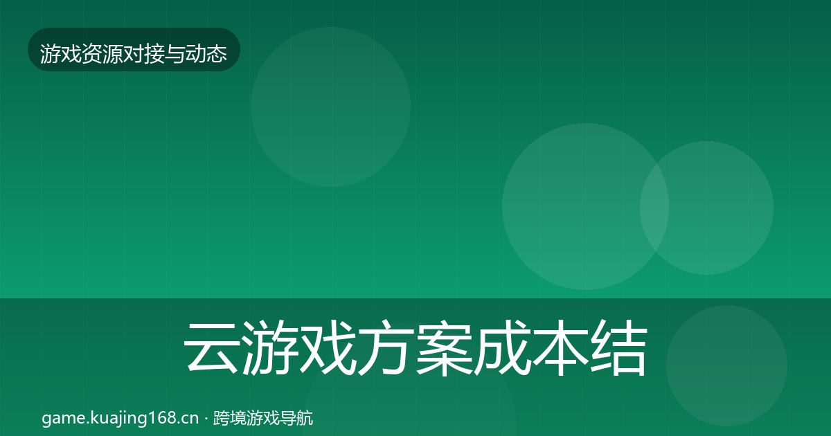 云游戏方案合作案例入门到进阶·第231篇