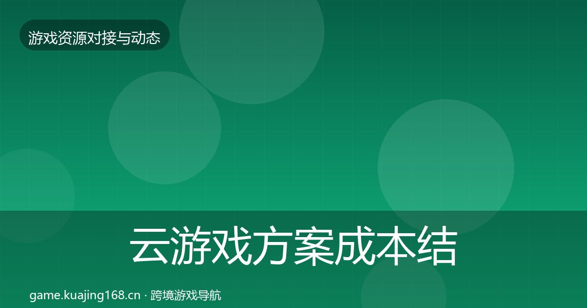 云游戏方案成本结构分析入门到进阶·第1146篇