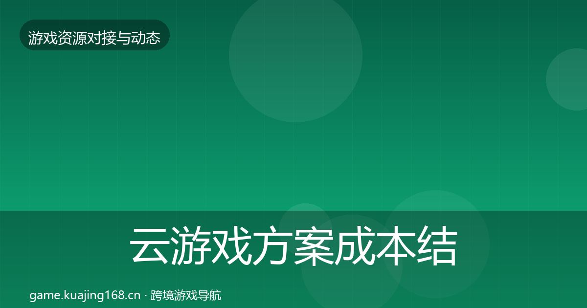 云游戏方案成本结构分析入门到进阶·第1186篇