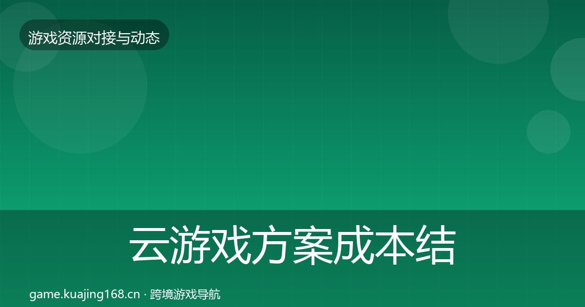 云游戏方案成本结构分析入门到进阶·第1466篇