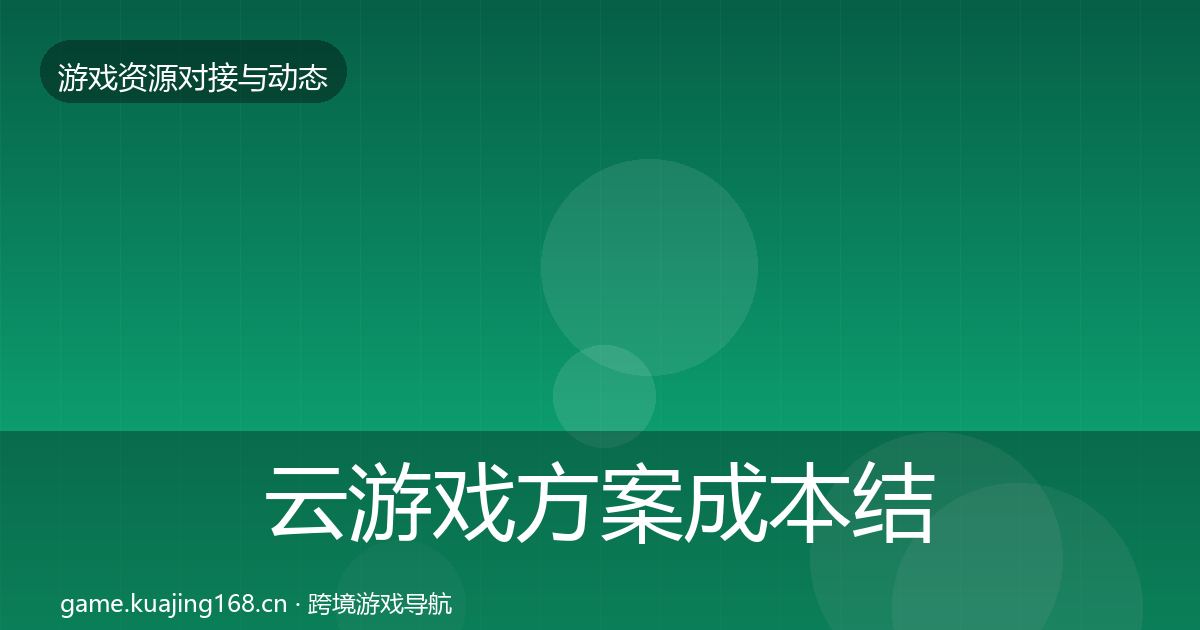 云游戏方案成本结构分析入门到进阶·第1506篇