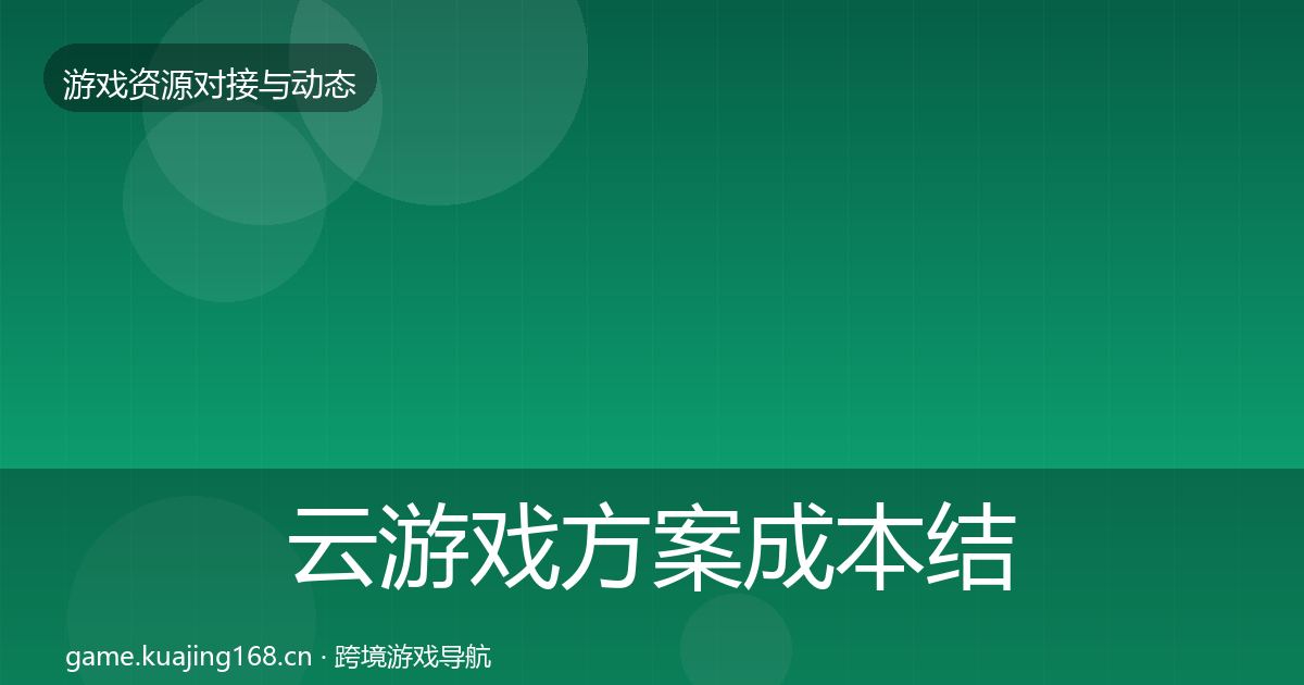 云游戏方案成本结构分析入门到进阶·第1586篇