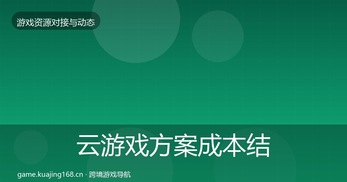 云游戏方案成本结构分析入门到进阶·第1626篇