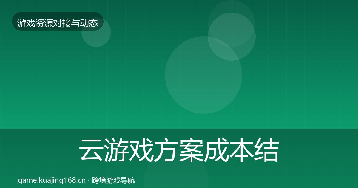 云游戏方案成本结构分析入门到进阶·第1906篇