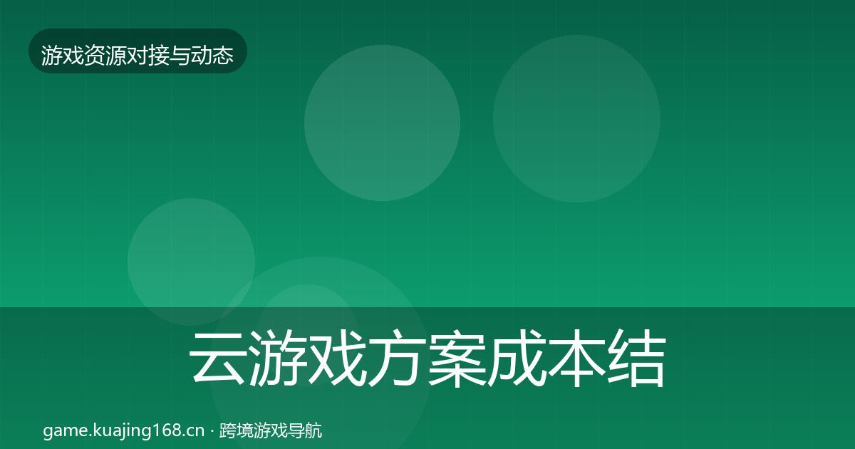 云游戏方案成本结构分析入门到进阶·第1946篇