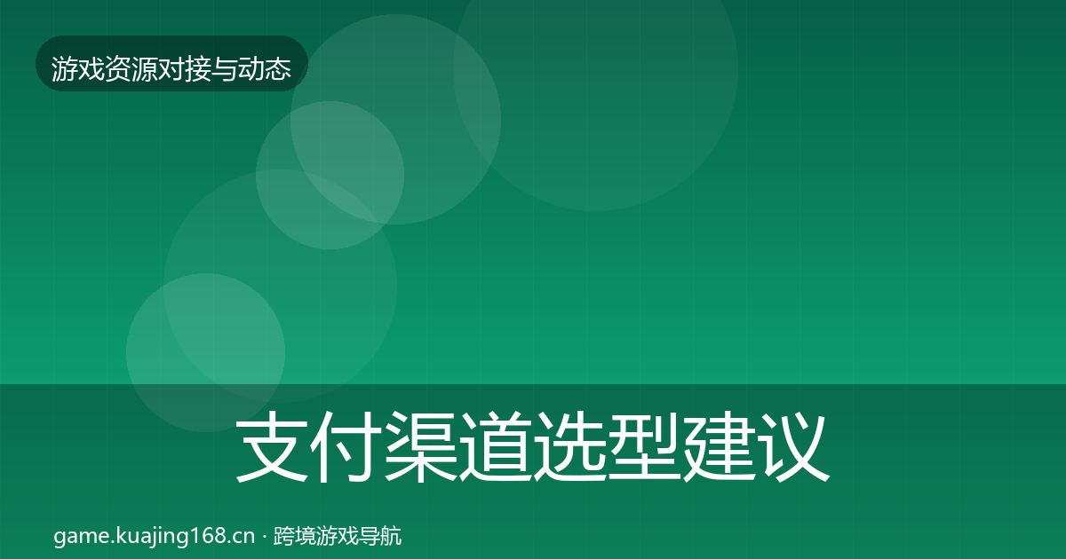 支付渠道选型建议全攻略·第2098篇