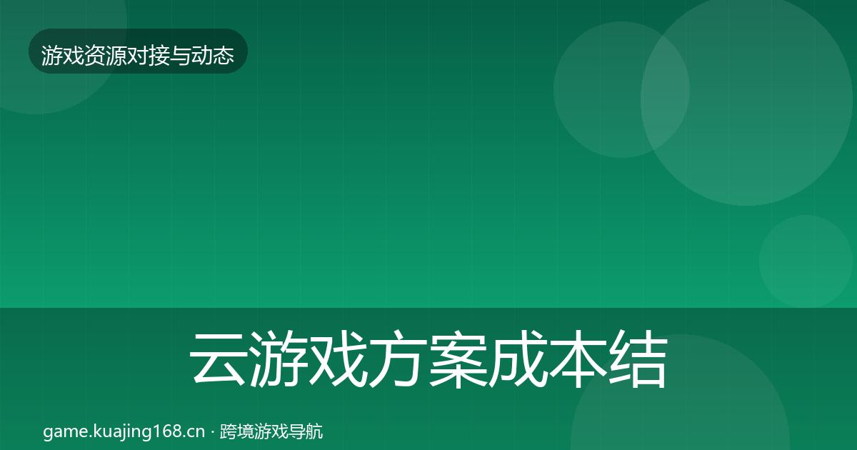 云游戏方案成本结构分析入门到进阶·第2266篇
