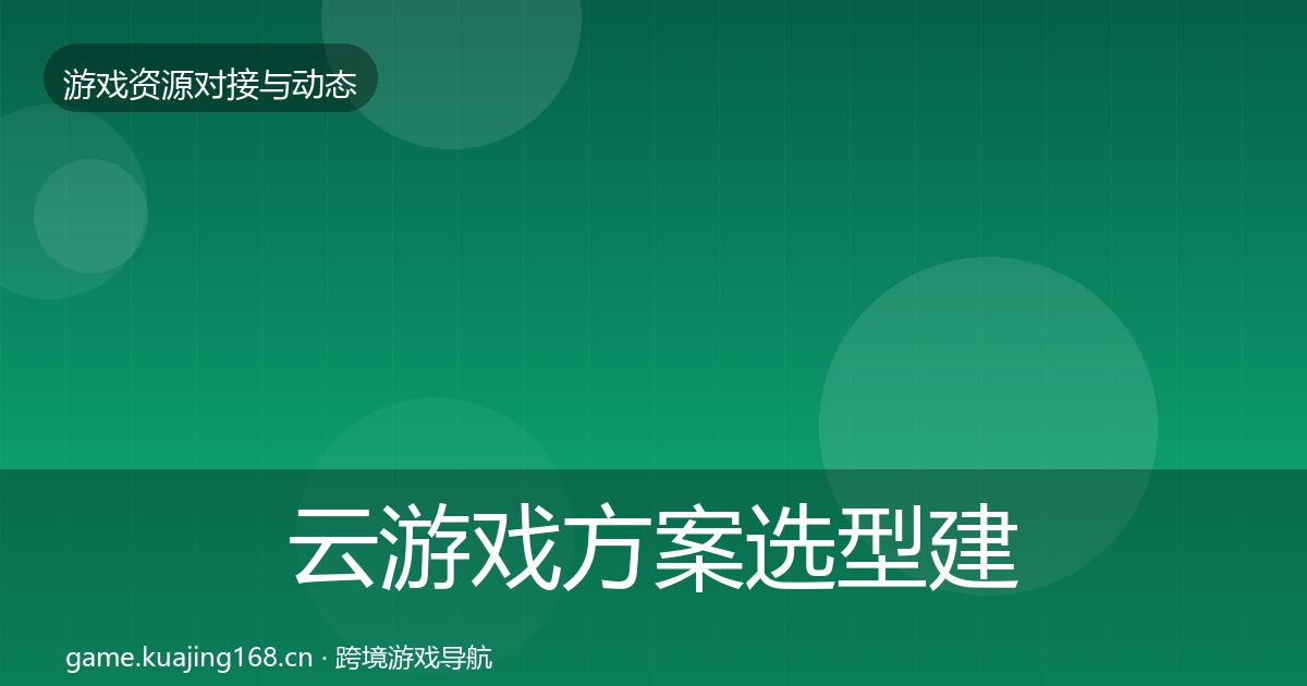 云游戏方案选型建议入门到进阶·第2296篇