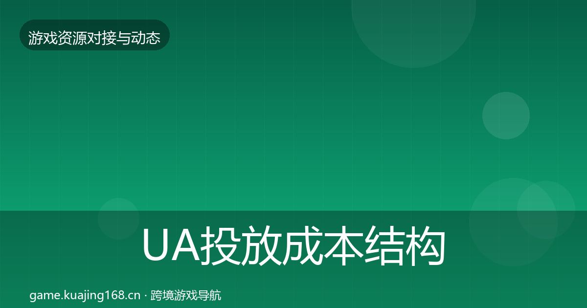 UA投放成本结构分析入门到进阶·第2309篇
