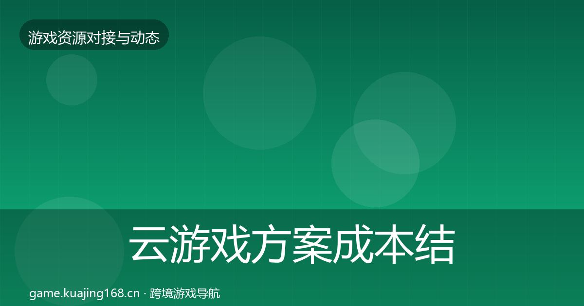 云游戏方案成本结构分析入门到进阶·第2426篇
