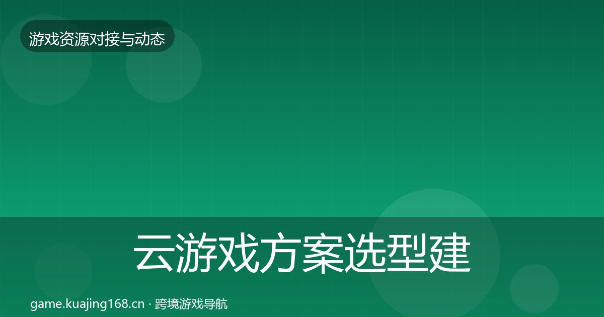 云游戏方案选型建议入门到进阶·第2456篇
