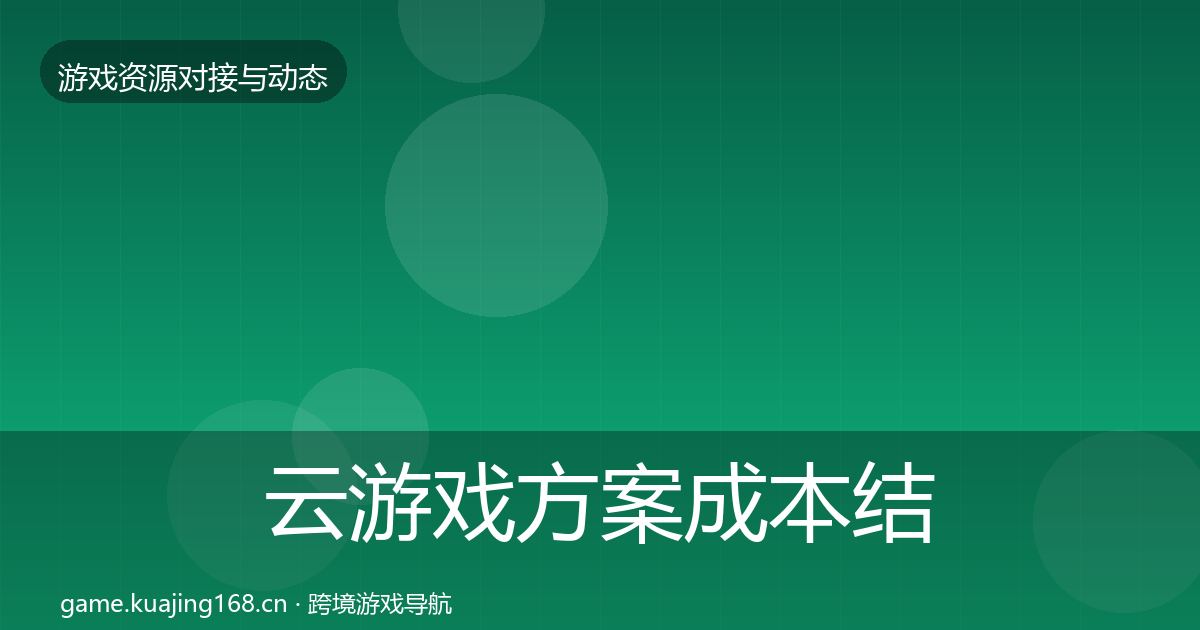云游戏方案成本结构分析入门到进阶·第3466篇