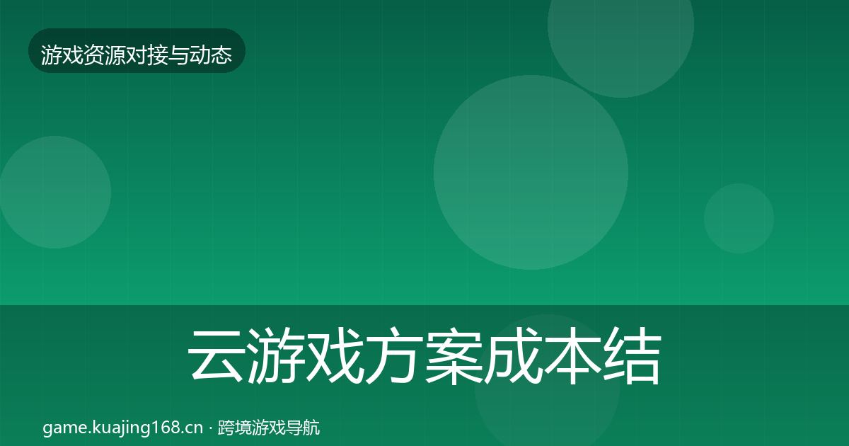云游戏方案成本结构分析入门到进阶·第3506篇